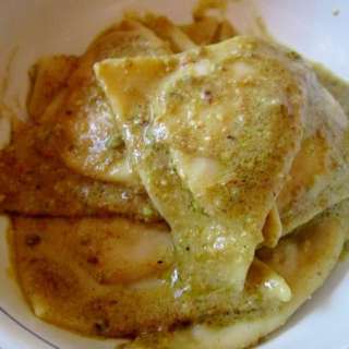 Mortadella Tortelli Pasta with Pistachio Pesto