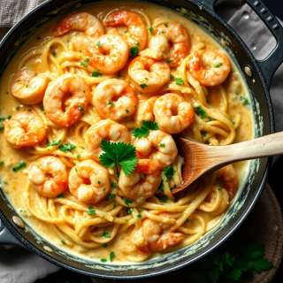 CREAMY GARLIC SHRIMP PASTA