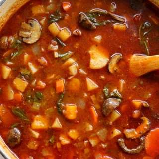 Autumn Vegetable Soup with Sausage and Green Lentils