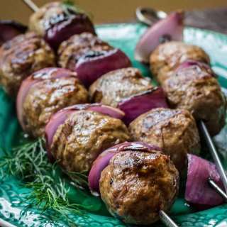 Grilled Lamb Meatballs with Tahini Dipping Sauce