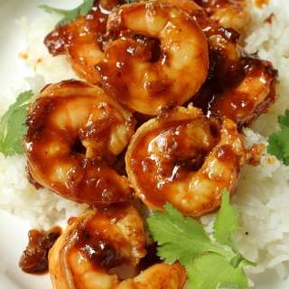 Pomegranate Sriracha Shrimp