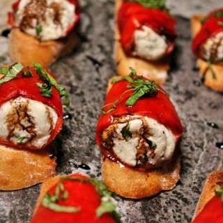 Warm Stuffed Piquillo Pepper Bruschetta