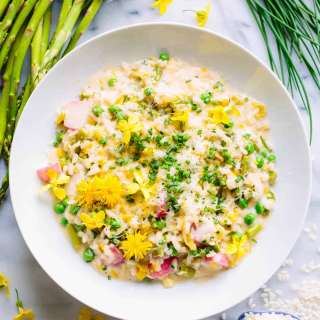 Spring Vegetable Risotto with Asparagus, Peas, Radishes and Leeks
