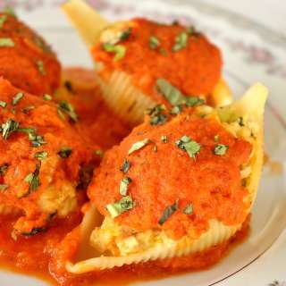 Crab Stuffed Shells with Orange-Scented Tomato Sauce
