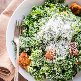 Kale Caesar Salad with Homemade Dressing