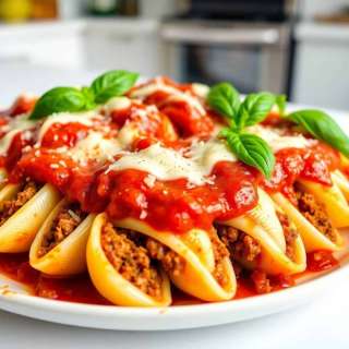 BEEF-STUFFED SHELLS WITH CREAMY RICOTTA FILLING