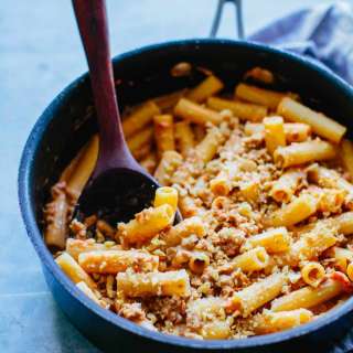 Rigatoni with Italian Sausage, Mascarpone + Walnuts