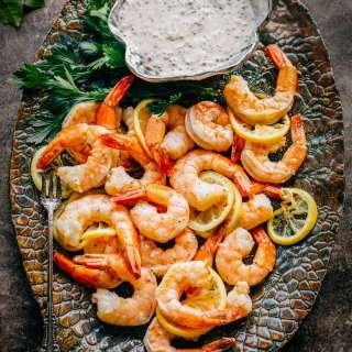Roasted Shrimp Cocktail with Mustard Dipping Sauce