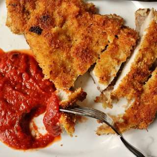 Milanese Pork with Tomato-Balsamic Sauce