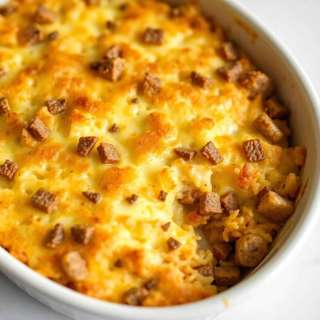 SAUSAGE, EGG, AND CREAM CHEESE HASHBROWN CASSEROLE