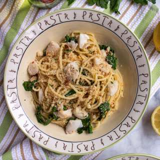 Spaghetti with Cod, Rapini, and Garlic