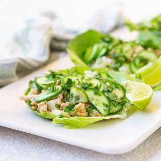 Easy Chicken Lettuce Wraps with Peanut Sauce
