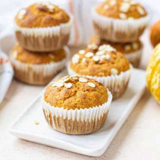 Healthy Pumpkin Banana Oat Muffins