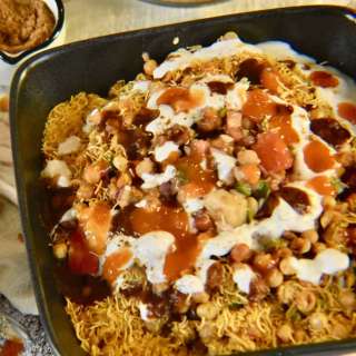 Aloo Chana Chaat with Yogurt
