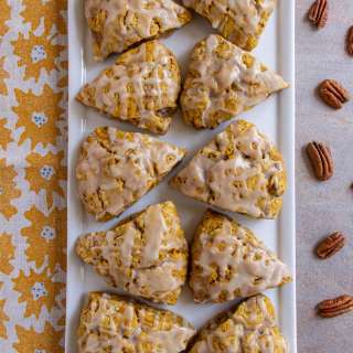 Pumpkin Pecan Scones with Maple Glaze