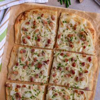 Flammkuchen / Tarte Flambée (German Pizza with Bacon and Onions)