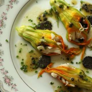 Crab-Stuffed Zucchini Flowers with Black Truffles