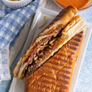 Pan con Bistec (Sanguich de Miami-inspired Cuban Steak Sandwich)