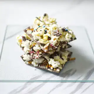 Almond Bark with Pretzels and Popcorn