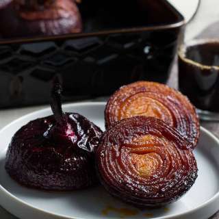 Balsamic Baked Red Onions - low carb & AIP
