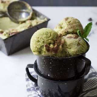 Fresh Mint Chocolate Ice Cream with Ganache Swirl - dairy free, low carb, with AIP option