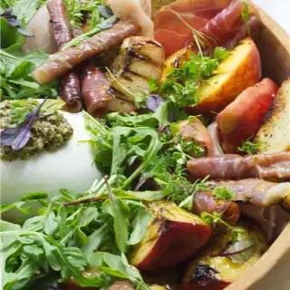 Burrata Prosciutto with Grilled Peaches