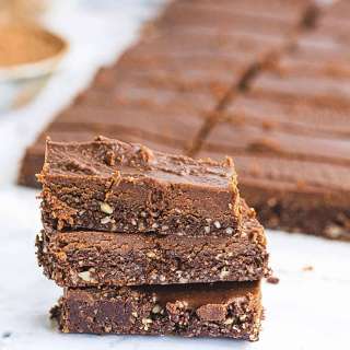 Fudge-Topped No-Bake Brownies - grain free, vegan, & paleo