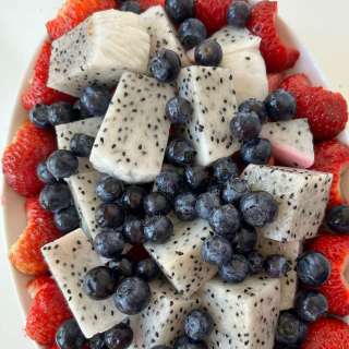 Dragon Fruit Salad with Watermelon, Strawberries, and Blueberries