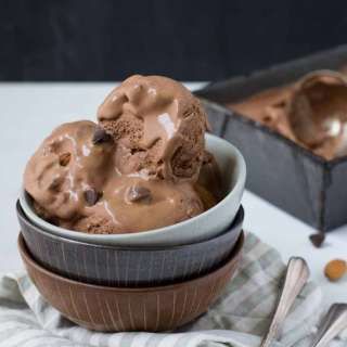 Chocolate Almond Chip Ice Cream made with Coconut Milk (sugar-free option)