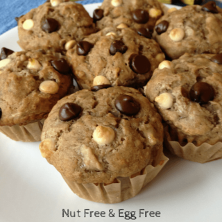 Nut Free Egg Free Banana Chocolate Chip Muffins