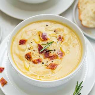Dairy-free Potato Leek Soup -- vegan and keto options