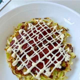 Easy Okonomiyaki with Turkey Bacon, Japanese Savory Cabbage Pancakes