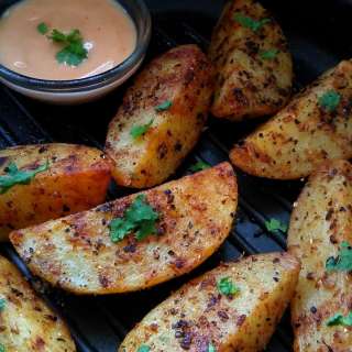 Indian Spiced Grilled Potato Wedges | Masala Grilled Potato Wedges
