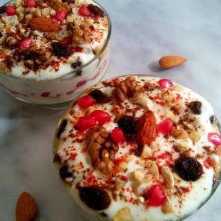 Layered Fruit and Nut Raita | Fruit and Nut Raita