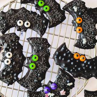 Black Bat Halloween Sugar Cookies