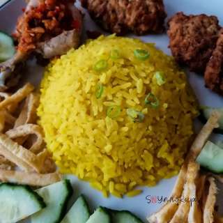 Nasi Kuning - Indonesian Yellow Rice In Fragrant Coconut Milk With Turmeric
