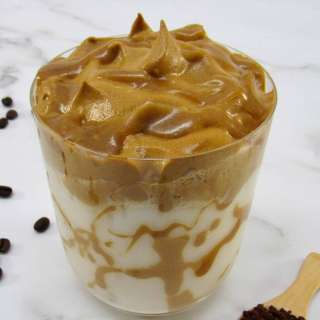 Keto Salted Caramel Dalgona Coffee