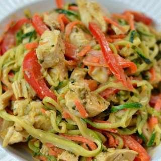 Thai Chicken Zucchini Noodles with Spicy Peanut Sauce