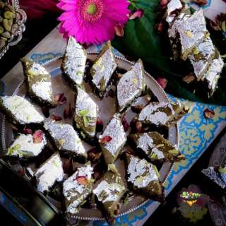 Pista Barfi Recipe with Gulkand