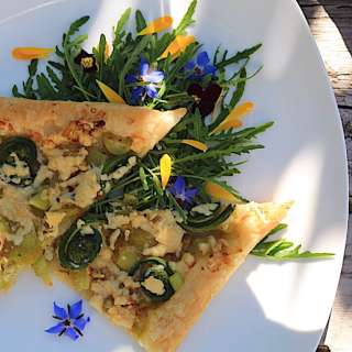 Easy and Delicious Fiddlehead and Farmhouse Cheddar Tart