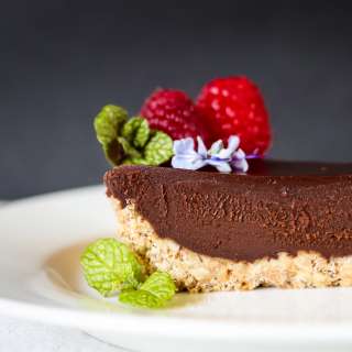 Chocolate Hazelnut Tart With Raspberry Coulis