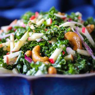 Apple Kale Slaw With Maple Tahini Salad Dressing (V)
