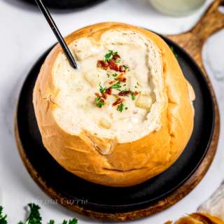 Creamy Clam Chowder In A Bread Bowl - Easy Recipe