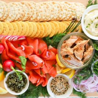 Smoked Salmon Crackers And Cream Cheese Platter