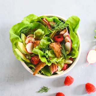 Hot Smoked Salmon Salad Bowl With Avocado And Berries