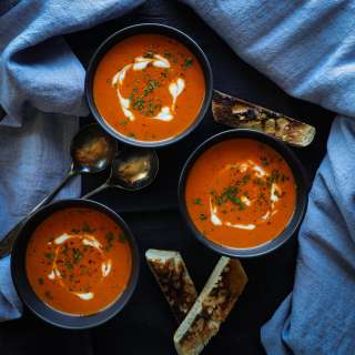 Fast, Easy Roasted Red Pepper Soup With Gouda Cheese