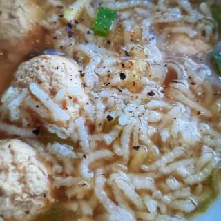 Rice Porridge with Tasty Pork Meatballs
