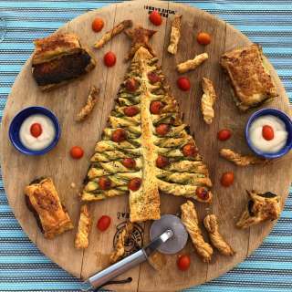 Christmas Tree Pastry with Pesto