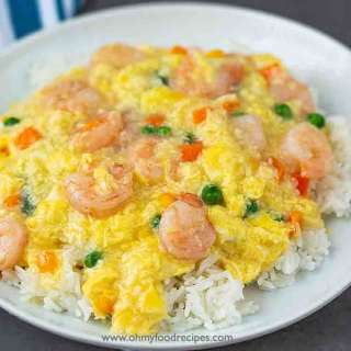 Scrambled eggs and shrimp
