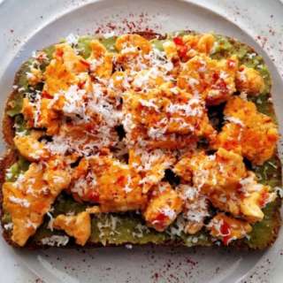 Avocado Toast with Harissa Scrambled Eggs